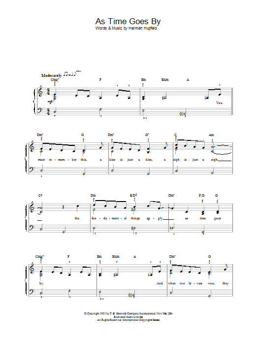 Herman Hupfeld As Time Goes By Sheet Music Notes & Chords for Flute - Download or Print PDF