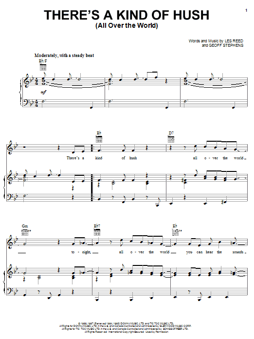 There's A Kind Of Hush (All Over The World) sheet music