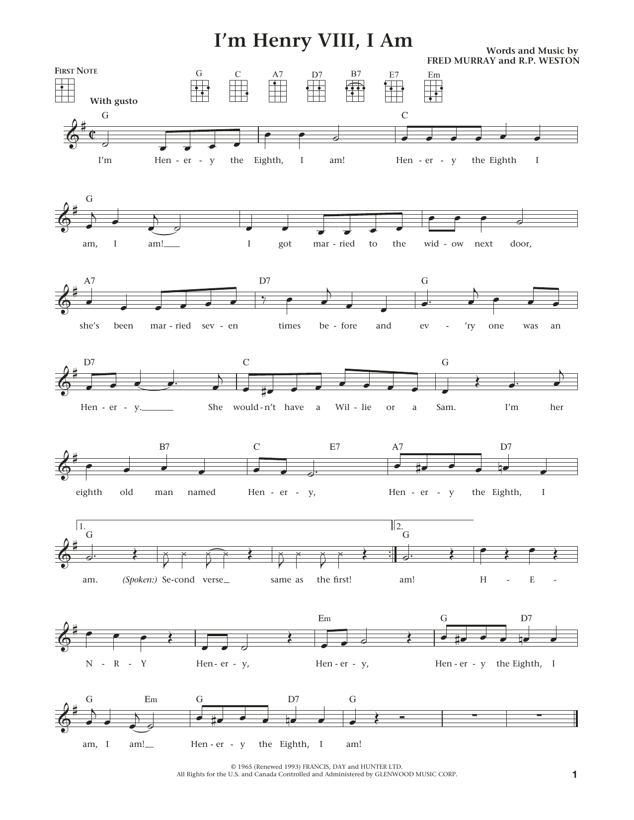Herman's Hermits I'm Henry VIII, I Am (from The Daily Ukulele) (arr. Liz and Jim Beloff) Sheet Music Notes & Chords for Ukulele - Download or Print PDF Herman's Hermits I'm Henry VIII, I Am (from The Daily Ukulele) (arr. Liz and Jim Beloff) Sheet Music Notes & Chords for Ukulele - Download or Print PDF