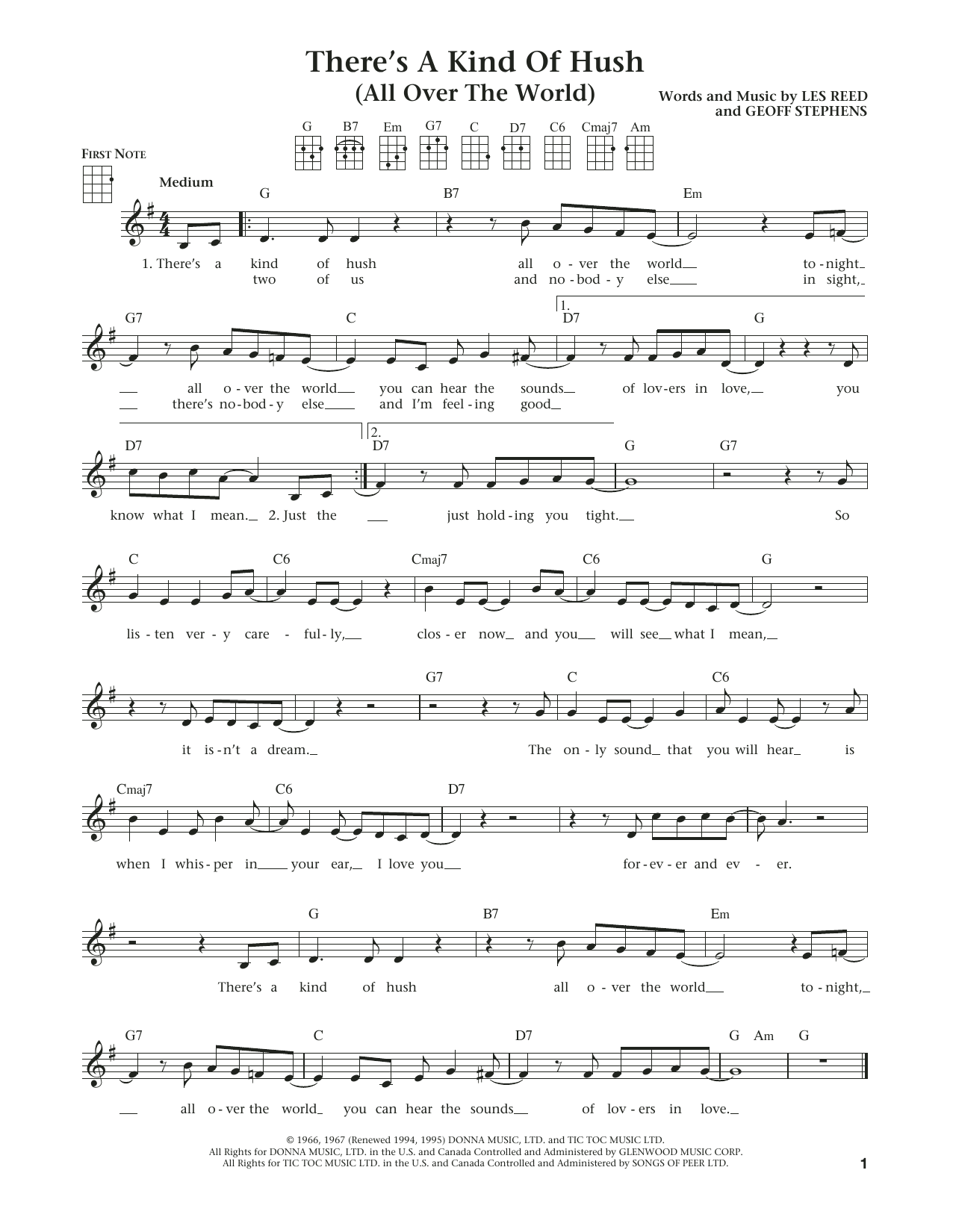 Herman's Hermits There's A Kind Of Hush (All Over The World) (from The Daily Ukulele) (arr. Liz and Jim Beloff) Sheet Music Notes & Chords for Ukulele - Download or Print PDF