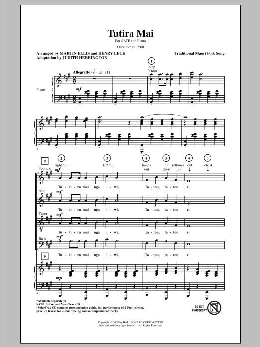 Traditional Tutira Mai (We Stand As One (arr. Henry Leck) Sheet Music Notes & Chords for SATB - Download or Print PDF