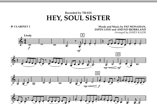 James Kazik Hey Soul Sister Bb Clarinet 3 Sheet Music Download Pdf Score 297007