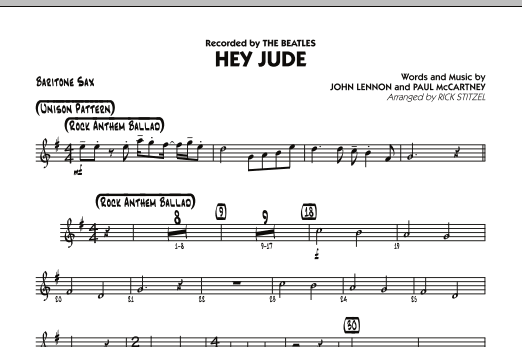Rick Stitzel Hey Jude Baritone Sax Sheet Music Download Pdf Score 294574