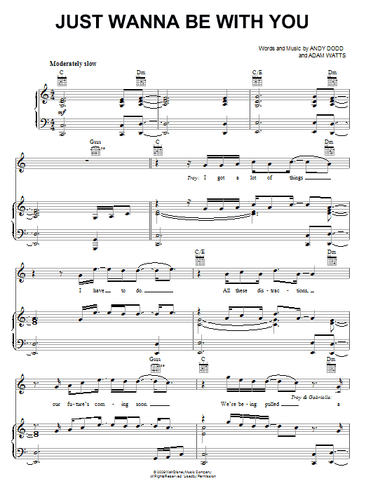 High School Musical 3 Just Wanna Be With You Sheet Music Notes & Chords for Piano - Download or Print PDF