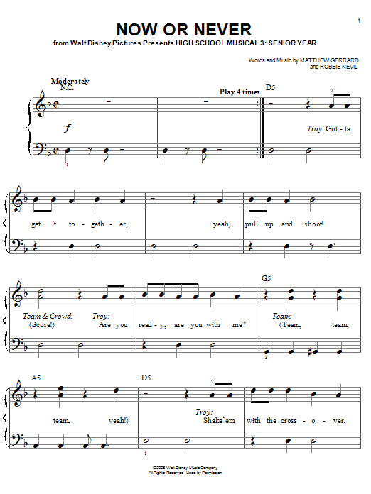 High School Musical 3 Now Or Never Sheet Music Notes & Chords for Piano - Download or Print PDF