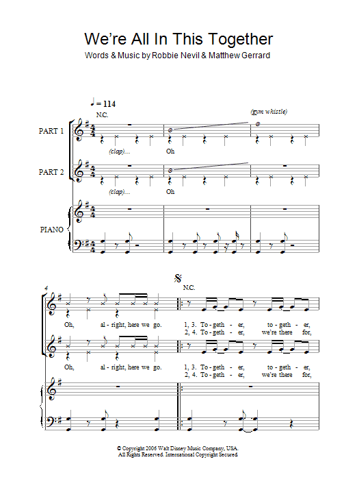 High School Musical We're All In This Together (arr. Rick Hein) Sheet Music Notes & Chords for 2-Part Choir - Download or Print PDF