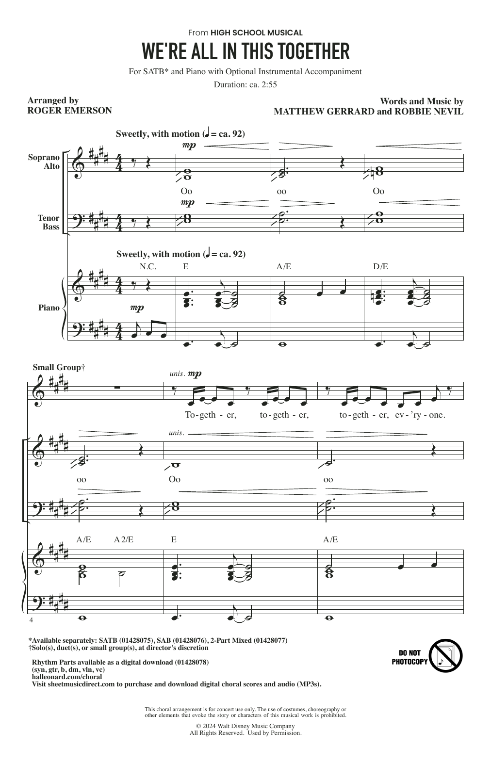 High School Musical Cast We're All In This Together (from High School Musical) (arr. Roger Emerson) Sheet Music Notes & Chords for 2-Part Choir - Download or Print PDF