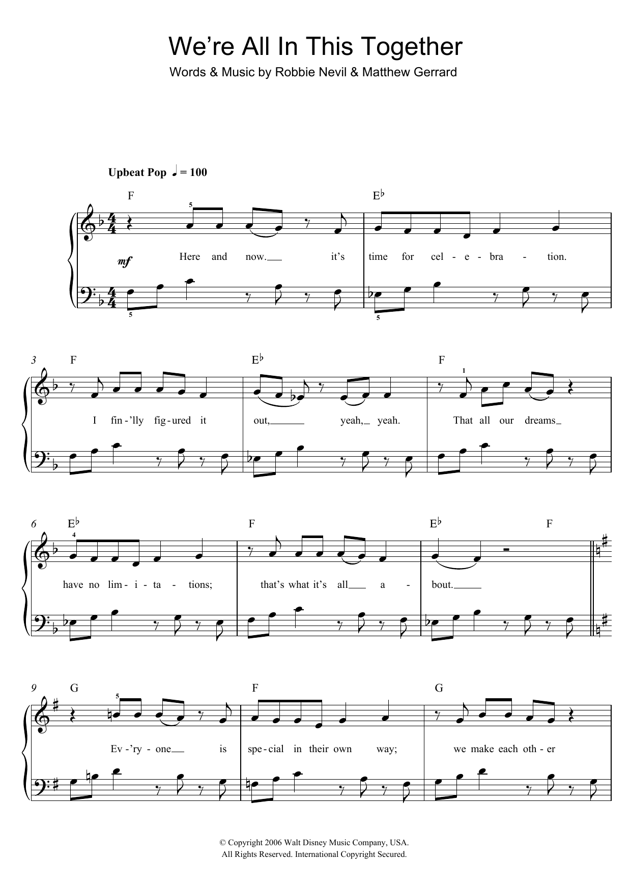 High School Musical We're All In This Together Sheet Music Notes & Chords for Easy Guitar Tab - Download or Print PDF