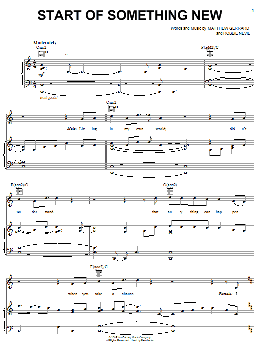 High School Musical Start Of Something New Sheet Music Notes & Chords for Piano, Vocal & Guitar (Right-Hand Melody) - Download or Print PDF