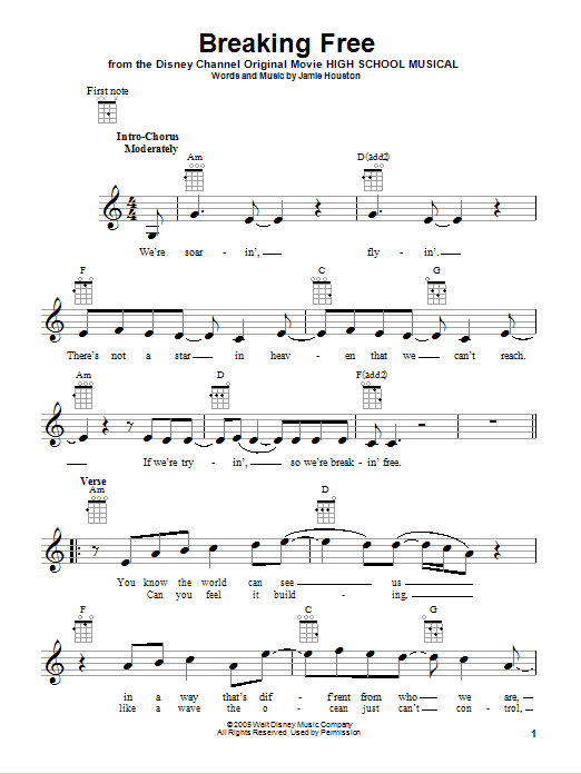 Breaking Free (from High School Musical) sheet music