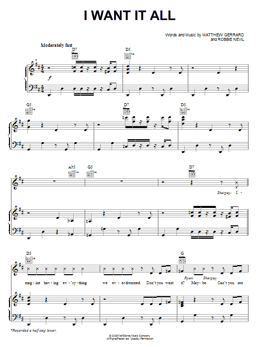 práctico básico despensa High School Musical 3 "I Want It All" Sheet Music | Download PDF Score 67432