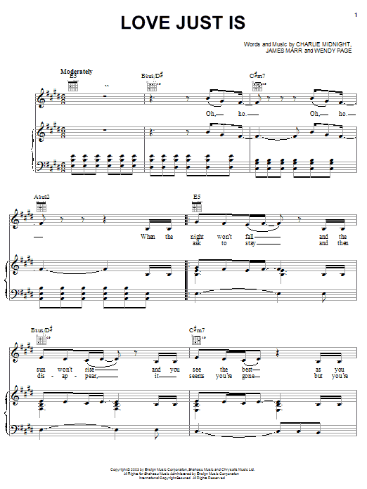 Hilary Duff Love Just Is Sheet Music Notes & Chords for Piano, Vocal & Guitar (Right-Hand Melody) - Download or Print PDF