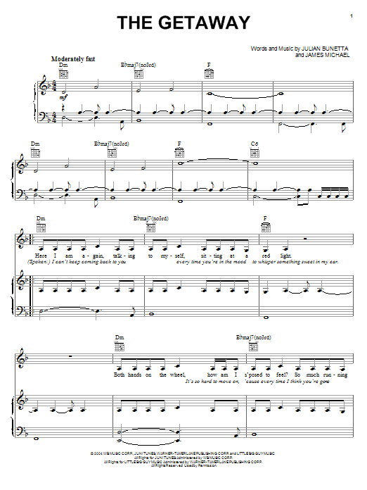 Hilary Duff The Getaway Sheet Music Notes & Chords for Piano, Vocal & Guitar (Right-Hand Melody) - Download or Print PDF