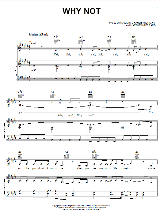 Hilary Duff Why Not Sheet Music Notes & Chords for Piano, Vocal & Guitar (Right-Hand Melody) - Download or Print PDF