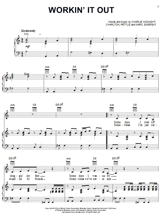 Hilary Duff Workin' It Out Sheet Music Notes & Chords for Piano, Vocal & Guitar (Right-Hand Melody) - Download or Print PDF