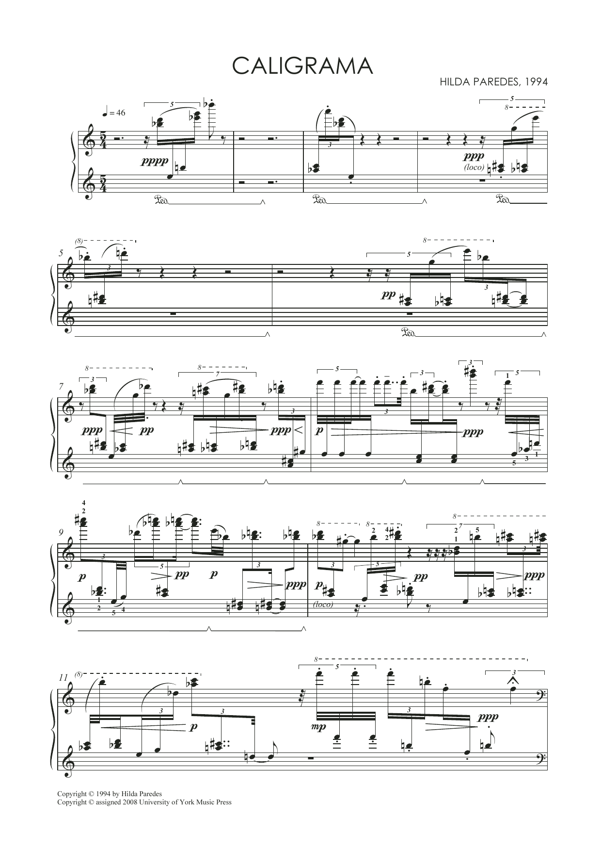 Hilda Paredes Caligrama Sheet Music Notes & Chords for Piano - Download or Print PDF