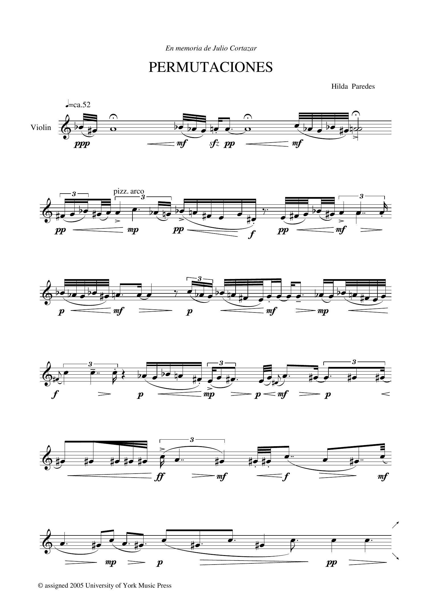 Hilda Paredes Permutaciones Sheet Music Notes & Chords for Violin - Download or Print PDF