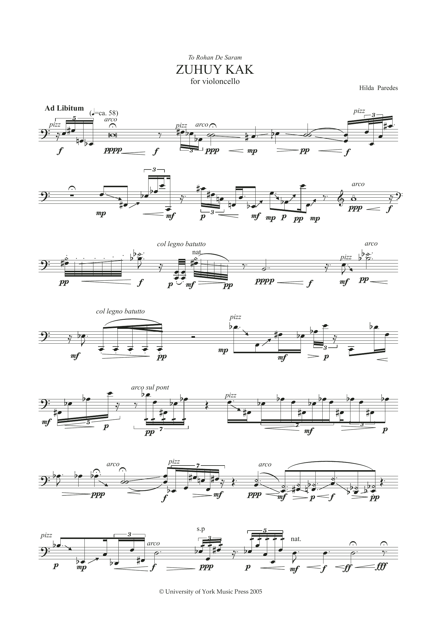 Hilda Paredes Zuhuy Kak Sheet Music Notes & Chords for Cello - Download or Print PDF