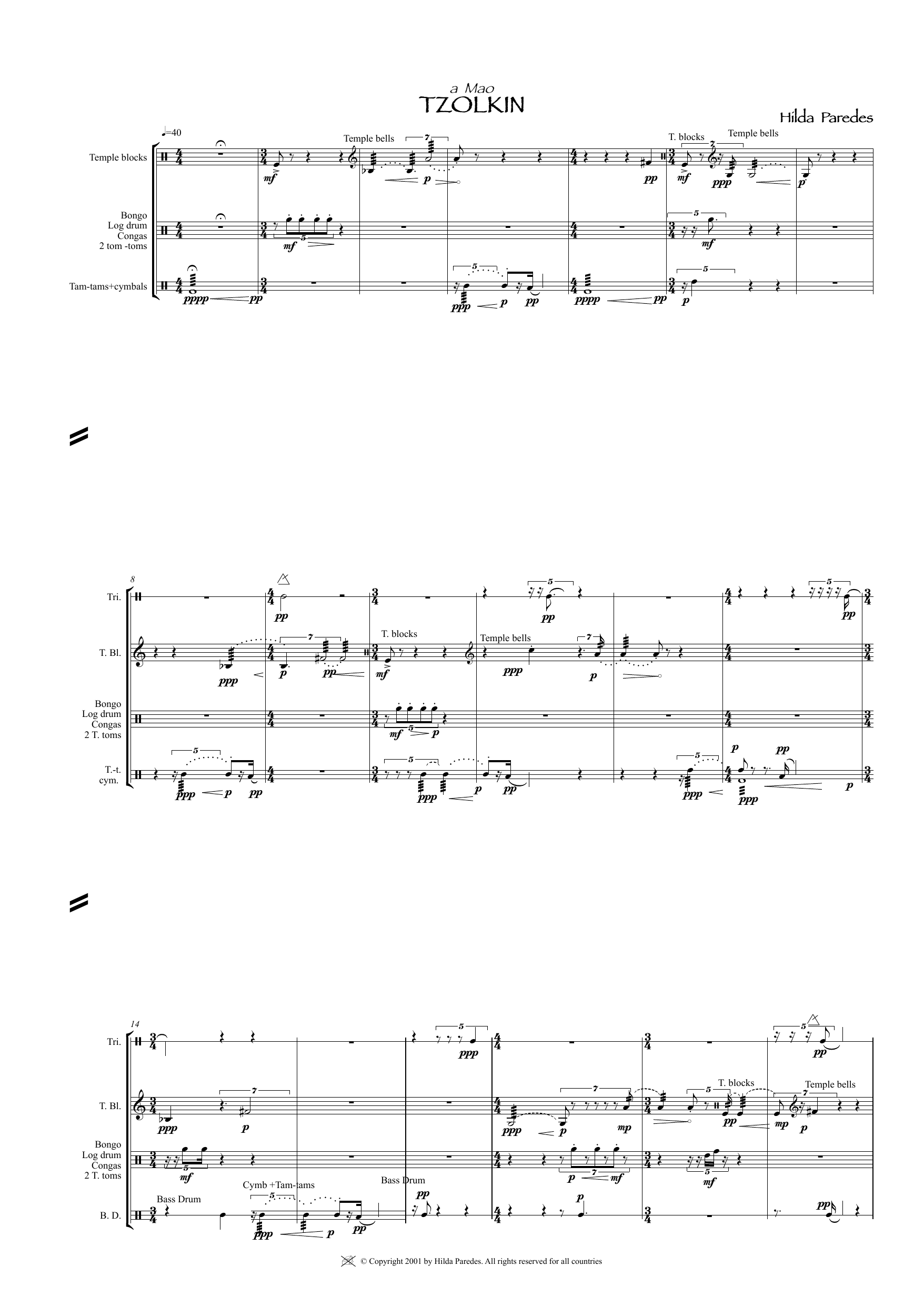 Tzolkin sheet music