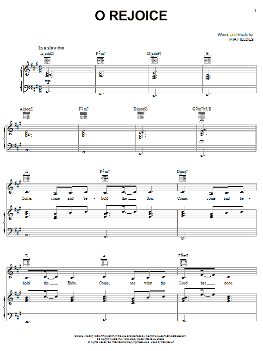 Hillsong O Rejoice Sheet Music Notes & Chords for Piano, Vocal & Guitar (Right-Hand Melody) - Download or Print PDF