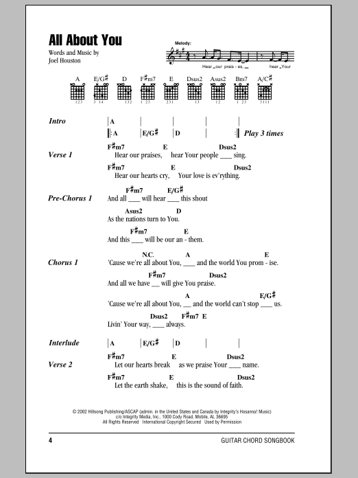 Hillsong United All About You Sheet Music Notes & Chords for Lyrics & Chords - Download or Print PDF Hillsong United All About You Sheet Music Notes & Chords for Lyrics & Chords - Download or Print PDF