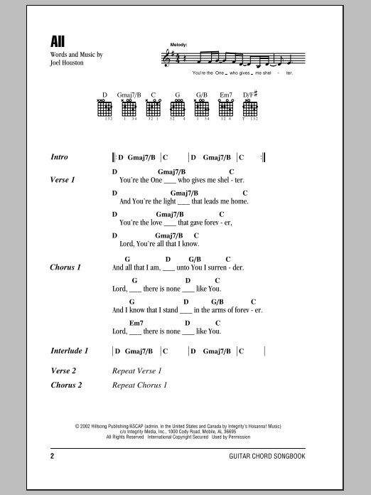 Hillsong United All Sheet Music Notes & Chords for Lyrics & Chords - Download or Print PDF