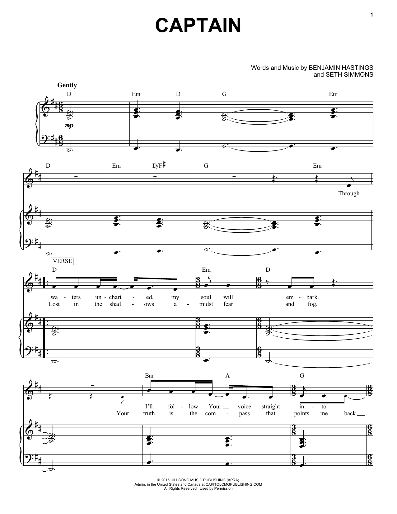 Hillsong United Captain Sheet Music Notes & Chords for Piano & Vocal - Download or Print PDF