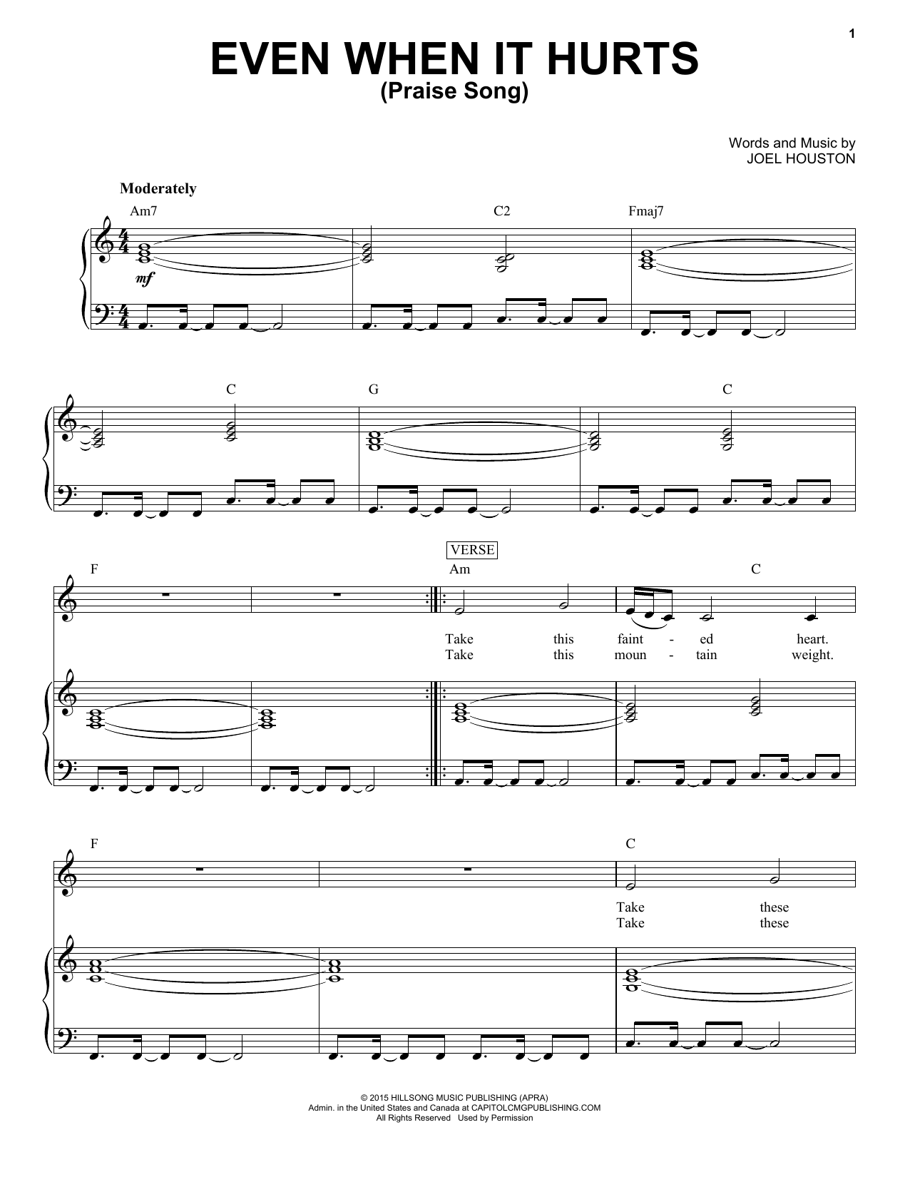 Hillsong United Even When It Hurts (Praise Song) Sheet Music Notes & Chords for Piano & Vocal - Download or Print PDF