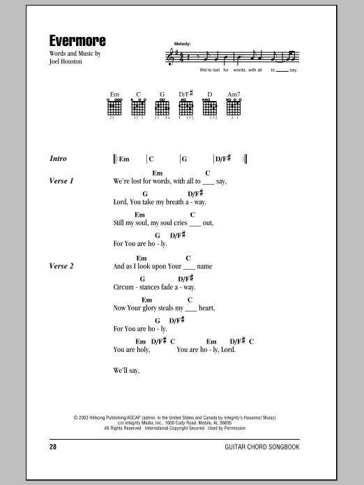 Hillsong United Evermore Sheet Music Notes & Chords for Lyrics & Chords - Download or Print PDF