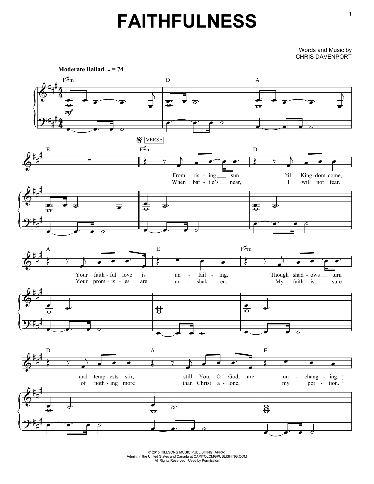 Hillsong United Faithfulness Sheet Music Notes & Chords for Piano & Vocal - Download or Print PDF