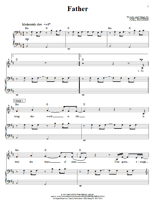 Hillsong United Father Sheet Music Notes & Chords for Piano, Vocal & Guitar (Right-Hand Melody) - Download or Print PDF