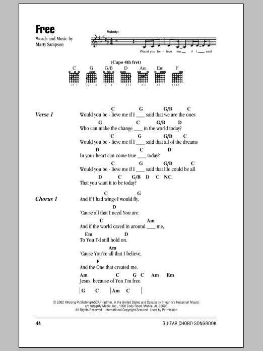 Hillsong United Free Sheet Music Notes & Chords for Lyrics & Chords - Download or Print PDF