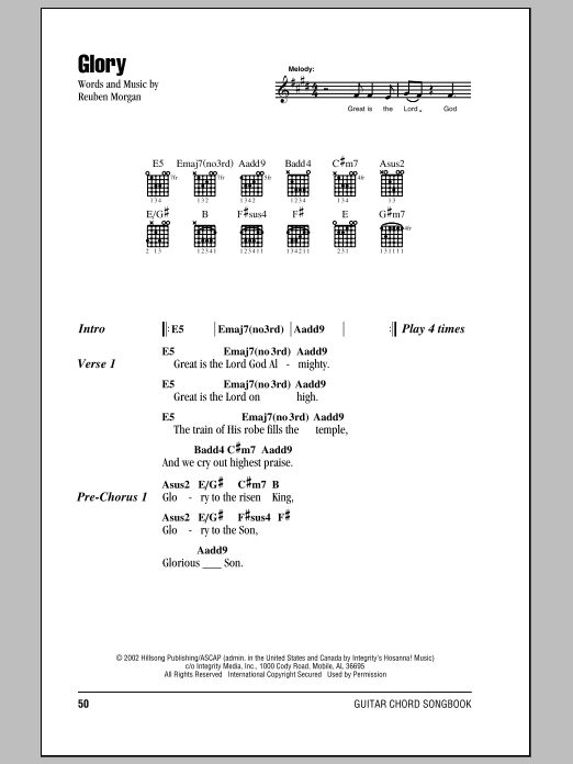 Hillsong United Glory Sheet Music Notes & Chords for Lyrics & Chords - Download or Print PDF