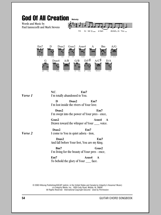 Hillsong United God Of All Creation Sheet Music Notes & Chords for Lyrics & Chords - Download or Print PDF Hillsong United God Of All Creation Sheet Music Notes & Chords for Lyrics & Chords - Download or Print PDF