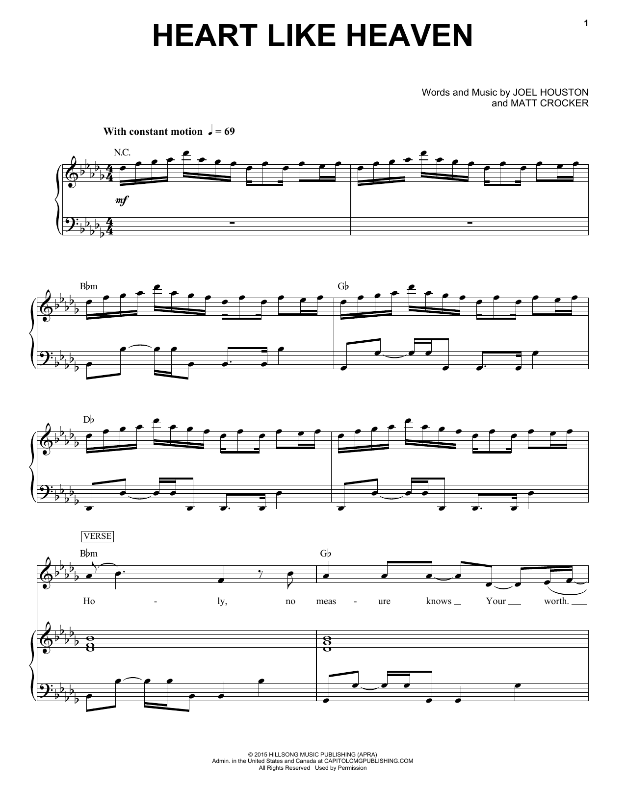 Hillsong United Heart Like Heaven Sheet Music Notes & Chords for Piano & Vocal - Download or Print PDF