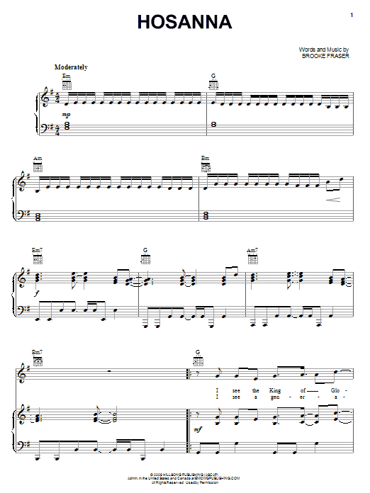 Hillsong United Hosanna Sheet Music Notes & Chords for Easy Guitar Tab - Download or Print PDF