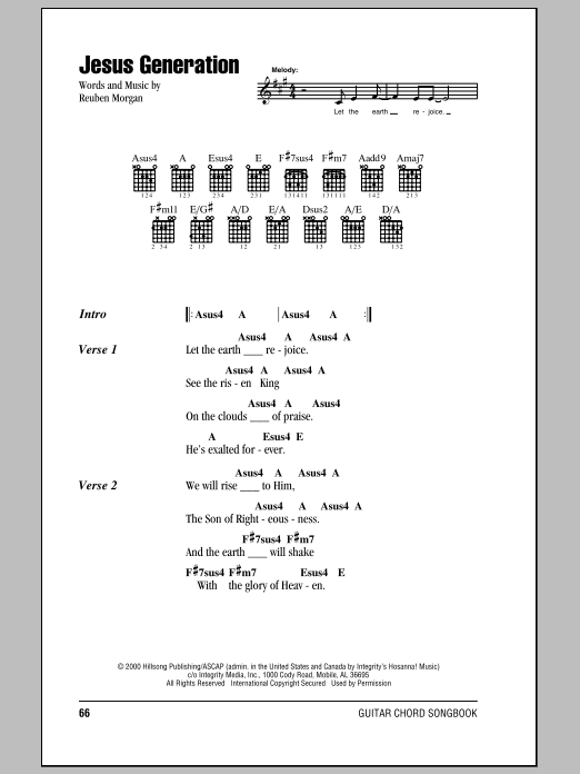 Hillsong United Jesus Generation Sheet Music Notes & Chords for Lyrics & Chords - Download or Print PDF