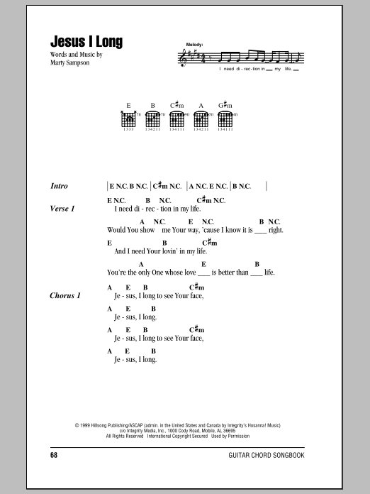 Hillsong United Jesus I Long Sheet Music Notes & Chords for Lyrics & Chords - Download or Print PDF
