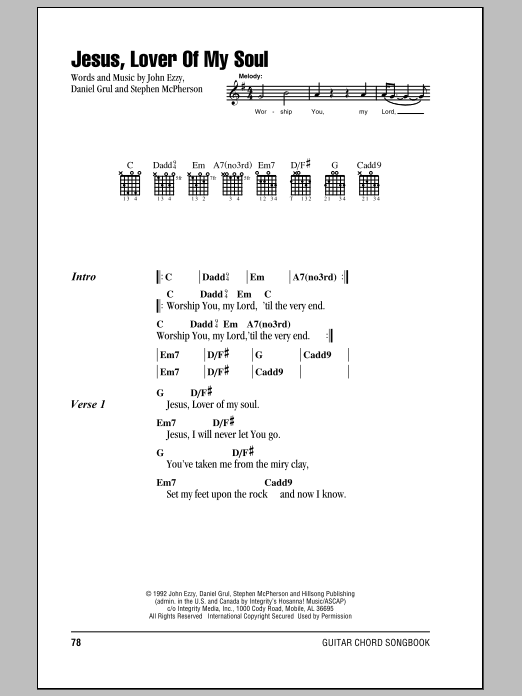 Hillsong United Jesus, Lover Of My Soul Sheet Music Notes & Chords for Guitar Chords/Lyrics - Download or Print PDF