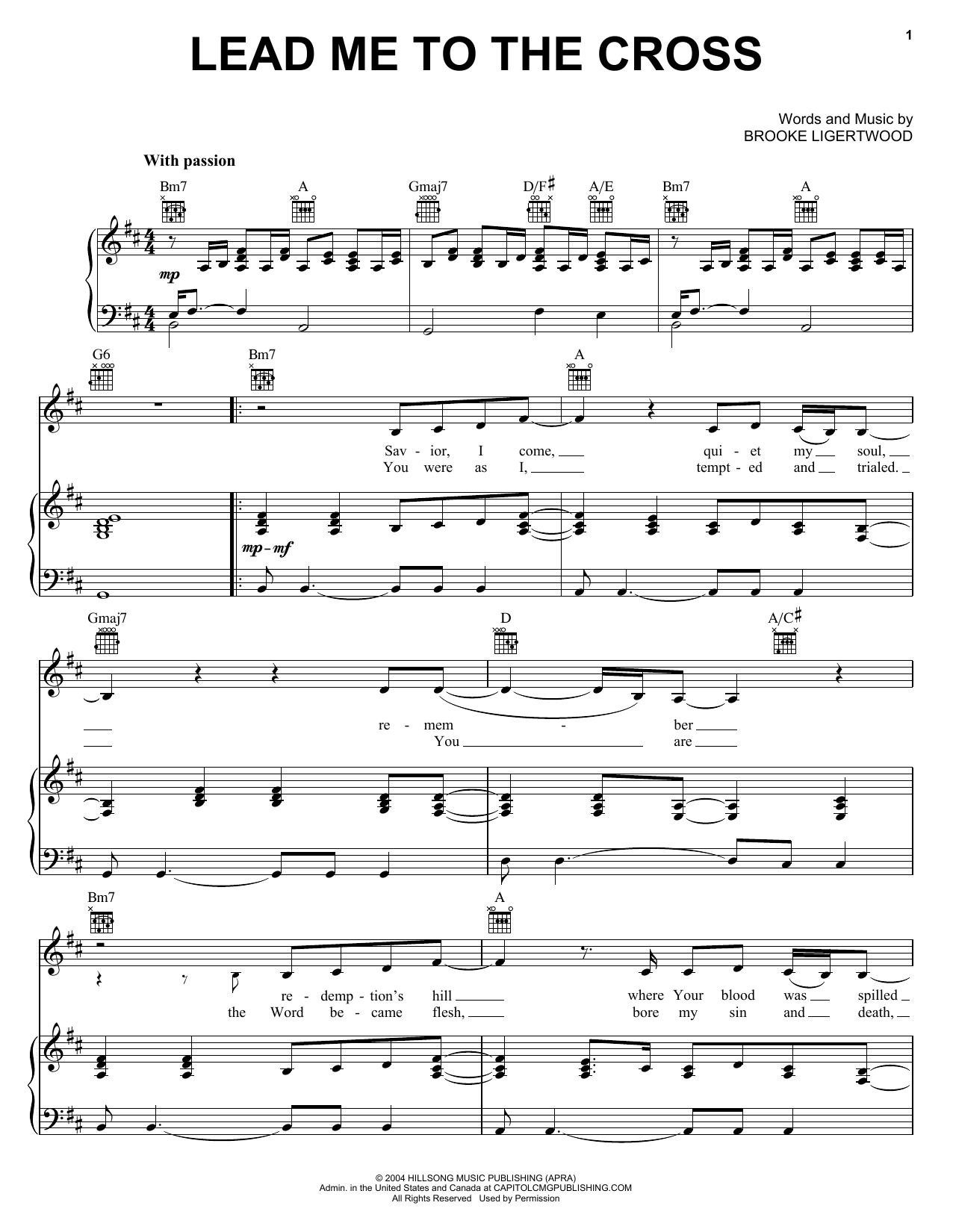 Hillsong United Lead Me To The Cross Sheet Music Notes & Chords for Piano - Download or Print PDF