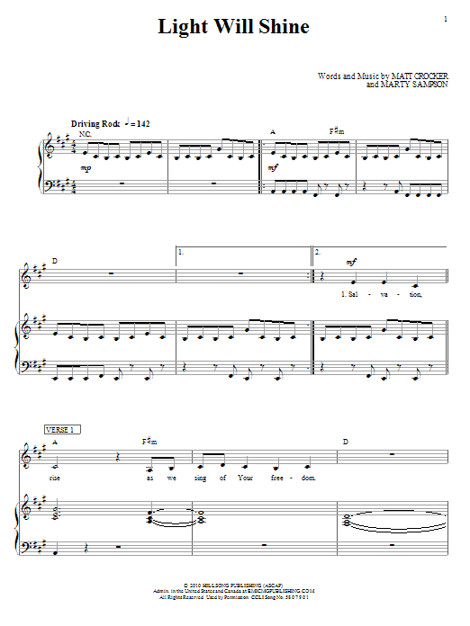 Hillsong United Light Will Shine Sheet Music Notes & Chords for Piano, Vocal & Guitar (Right-Hand Melody) - Download or Print PDF Hillsong United Light Will Shine Sheet Music Notes & Chords for Piano, Vocal & Guitar (Right-Hand Melody) - Download or Print PDF