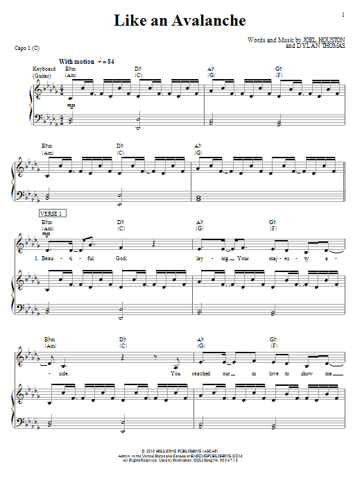 Hillsong United Like An Avalanche Sheet Music Notes & Chords for Piano, Vocal & Guitar (Right-Hand Melody) - Download or Print PDF Hillsong United Like An Avalanche Sheet Music Notes & Chords for Piano, Vocal & Guitar (Right-Hand Melody) - Download or Print PDF