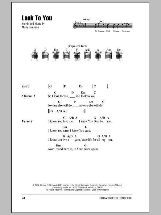 Hillsong United Look To You Sheet Music Notes & Chords for Lyrics & Chords - Download or Print PDF