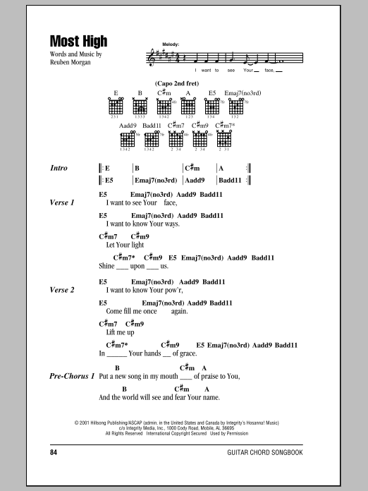 Hillsong United Most High Sheet Music Notes & Chords for Lyrics & Chords - Download or Print PDF