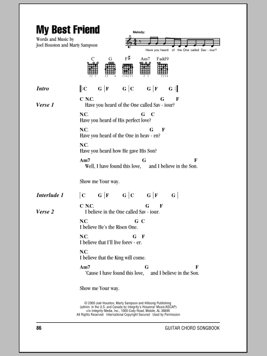 Hillsong United My Best Friend Sheet Music Notes & Chords for Lyrics & Chords - Download or Print PDF