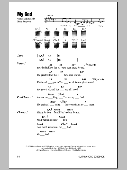 Hillsong United My God Sheet Music Notes & Chords for Lyrics & Chords - Download or Print PDF