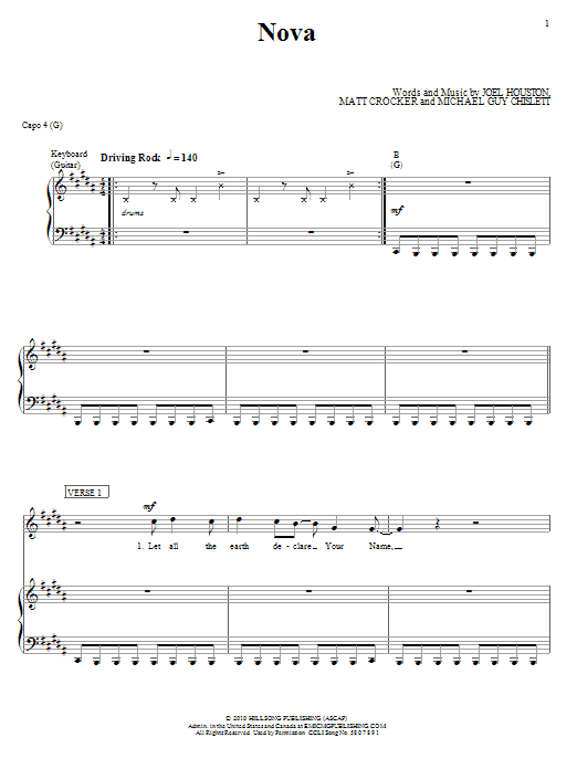 Hillsong United Nova Sheet Music Notes & Chords for Piano, Vocal & Guitar (Right-Hand Melody) - Download or Print PDF Hillsong United Nova Sheet Music Notes & Chords for Piano, Vocal & Guitar (Right-Hand Melody) - Download or Print PDF