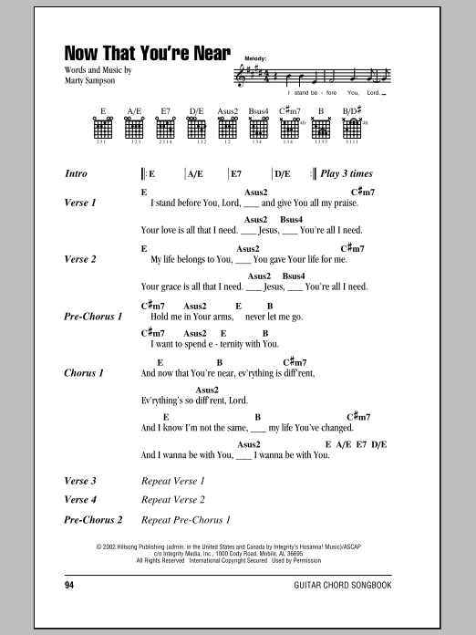 Hillsong United Now That You're Near Sheet Music Notes & Chords for Lyrics & Chords - Download or Print PDF Hillsong United Now That You're Near Sheet Music Notes & Chords for Lyrics & Chords - Download or Print PDF