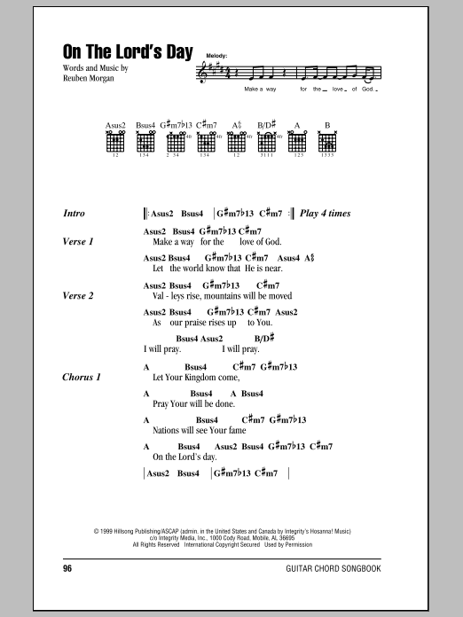 Hillsong United On The Lord's Day Sheet Music Notes & Chords for Lyrics & Chords - Download or Print PDF