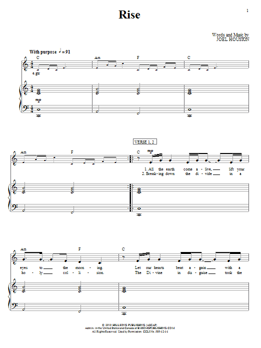 Hillsong United Rise Sheet Music Notes & Chords for Piano, Vocal & Guitar (Right-Hand Melody) - Download or Print PDF Hillsong United Rise Sheet Music Notes & Chords for Piano, Vocal & Guitar (Right-Hand Melody) - Download or Print PDF